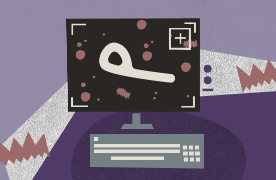Illustration eines Computers, auf dem ein Ebolavirus vergrößert dargestellt wird.
